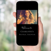 Schwarz-weißer Empfang von Foto-Brautpartys Poster