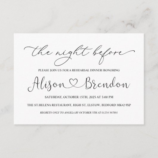 Schwarz-weißer Empfang vor der Nacht Begleitkarte (Vorderseite)