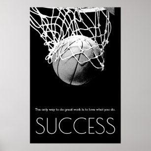 Schwarz-weißer Erfolg Motivierend Basketball Trend Poster