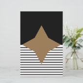 Schwarz-weißer Farbblock & Braun Diamond Briefpapier (Stehend Vorderseite)