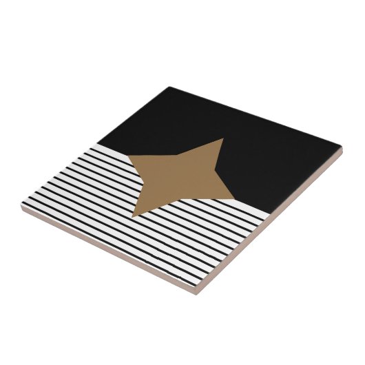 Schwarz-weißer Farbblock & Braun Diamond Fliese (Seite)