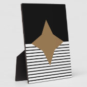 Schwarz-weißer Farbblock & Braun Diamond Fotoplatte (Seite)