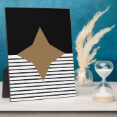 Schwarz-weißer Farbblock & Braun Diamond Fotoplatte (Seite)