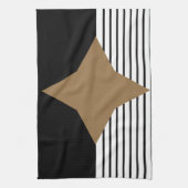 Schwarz-weißer Farbblock & Braun Diamond Geschirrtuch (Vertikal)