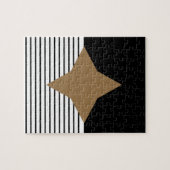 Schwarz-weißer Farbblock & Braun Diamond Puzzle (Horizontal)