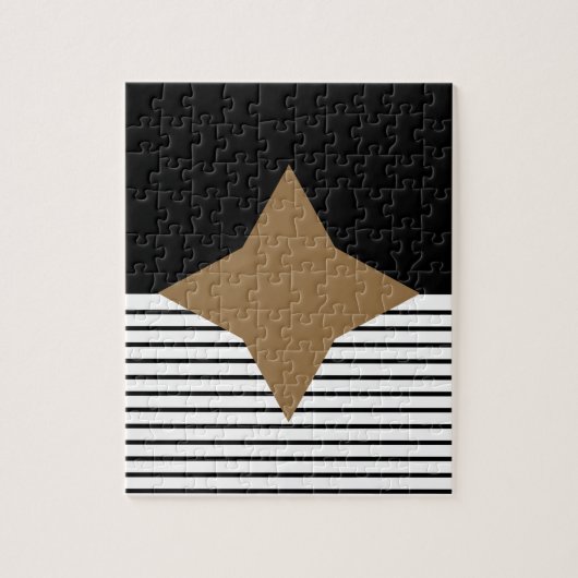 Schwarz-weißer Farbblock & Braun Diamond Puzzle (Vertikal)