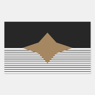 Schwarz-weißer Farbblock & Braun Diamond Rechteckiger Aufkleber