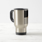 Schwarz-weißer Farbblock & Braun Diamond Reisebecher (Vorderseite Links)