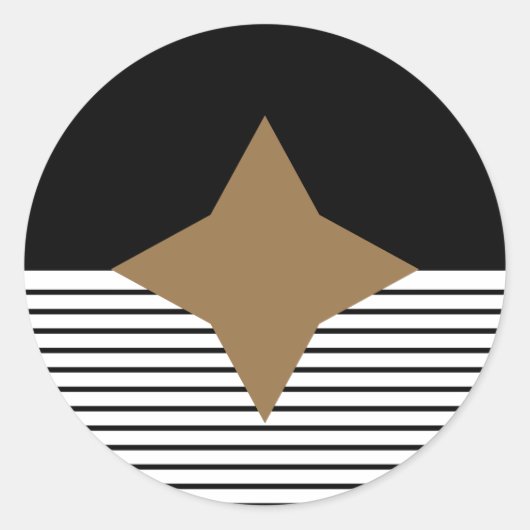 Schwarz-weißer Farbblock & Braun Diamond Runder Aufkleber (Vorderseite)