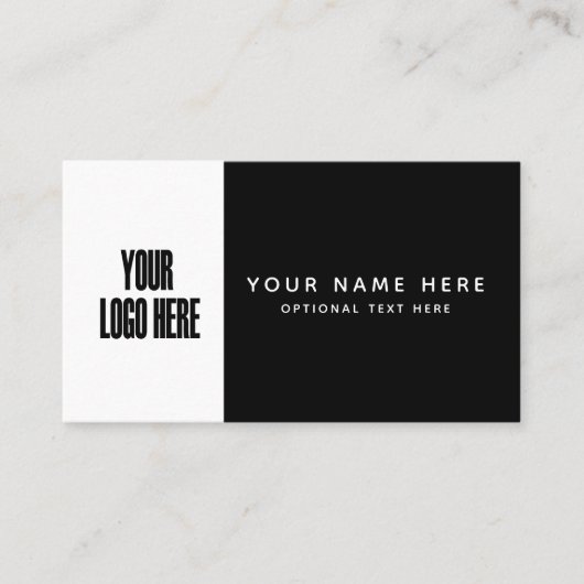 Schwarz-weißer Farbblock für  Logo Minimalistisch Visitenkarte (Vorderseite)