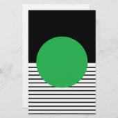 Schwarz-weißer Farbblock und grüner Kreis Briefpapier (Vorne/Hinten)