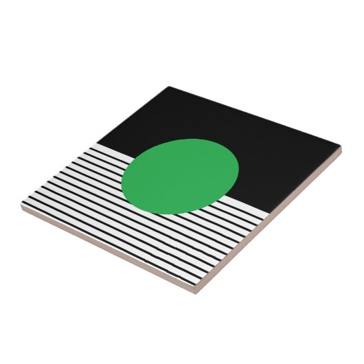 Schwarz-weißer Farbblock und grüner Kreis Fliese (Seite)