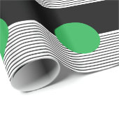 Schwarz-weißer Farbblock und grüner Kreis Geschenkpapier (Rolleneckpunkt)