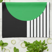 Schwarz-weißer Farbblock und grüner Kreis Küchentuch (Gefaltet)