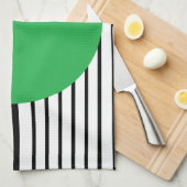 Schwarz-weißer Farbblock und grüner Kreis Küchentuch (Viertel Falte)