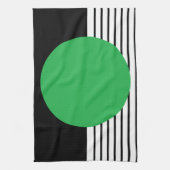 Schwarz-weißer Farbblock und grüner Kreis Küchentuch (Vertikal)