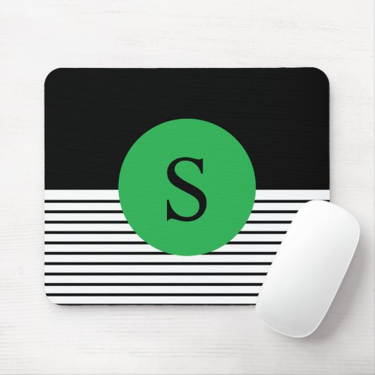 Schwarz-weißer Farbblock und grüner Kreis Mousepad (Mit Mouse)