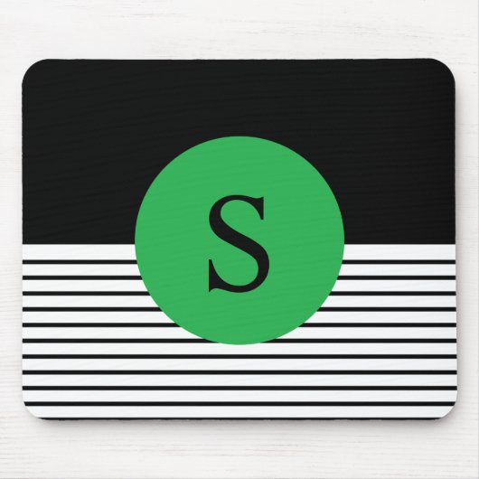 Schwarz-weißer Farbblock und grüner Kreis Mousepad (Vorne)