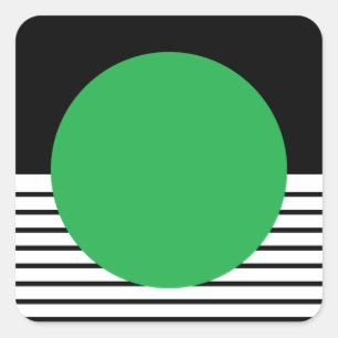 Schwarz-weißer Farbblock und grüner Kreis Quadratischer Aufkleber