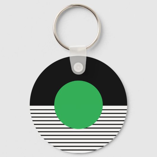 Schwarz-weißer Farbblock und grüner Kreis Schlüsselanhänger (Vorderseite)