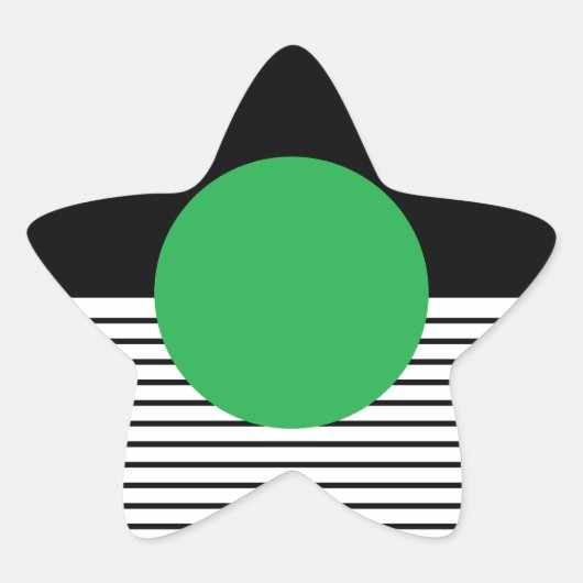 Schwarz-weißer Farbblock und grüner Kreis Stern-Aufkleber (Vorderseite)