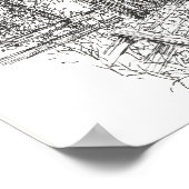 Schwarz-weißer Farbstift im alten Haus Zeichnend Poster (Ecke)