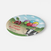 Schwarz-weißer festlicher Kuh Barnyard Kid's Gebur Pappteller (Schrägansicht)