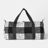 Schwarz-weißer, fetter karierter Karodesign Duffle Bag (Vorderseite)