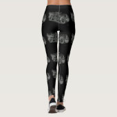 Schwarz-weißer Feuerwehrauto zeichne inverse Leggings (Rückseite)
