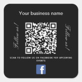 Schwarz-weißer Firmenname qr Code Facebook Quadratischer Aufkleber (Vorderseite)