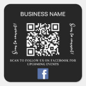 Schwarz-weißer Firmenname qr Code Facebook Quadratischer Aufkleber (Vorderseite)