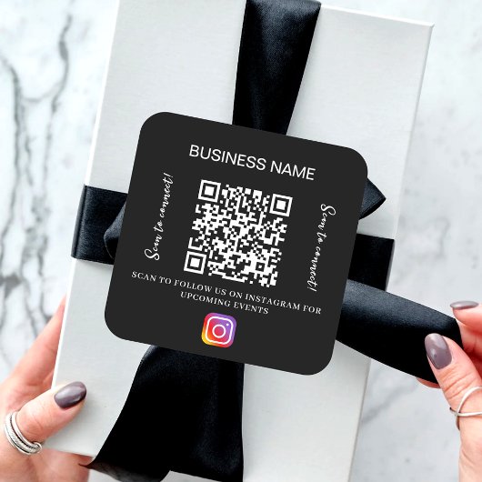 Schwarz-weißer Firmenname qr Codeinstagramm Quadratischer Aufkleber