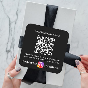 Schwarz-weißer Firmenname qr Codeinstagramm Quadratischer Aufkleber