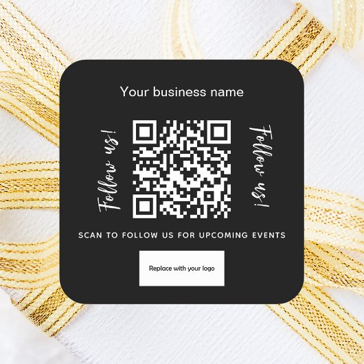 Schwarz-weißer Firmenname qr Logo Quadratischer Aufkleber