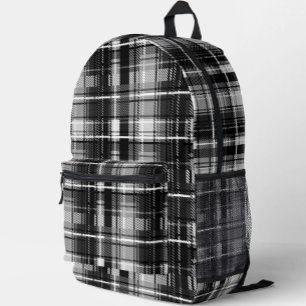 Schwarz-weißer Flannel Kariert Tartan Bedruckter Rucksack