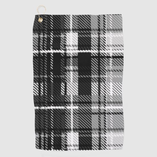 Schwarz-weißer Flannel Kariert Tartan Golfhandtuch (Vorderseite)