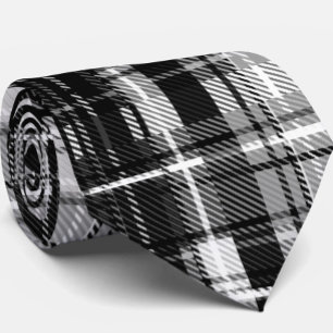 Schwarz-weißer Flannel Kariert Tartan Krawatte