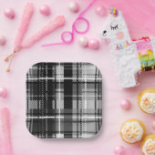 Schwarz-weißer Flannel Kariert Tartan Pappteller (Party)