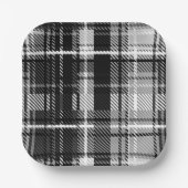 Schwarz-weißer Flannel Kariert Tartan Pappteller (Vorderseite)