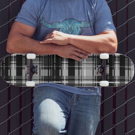Schwarz-weißer Flannel Kariert Tartan Skateboard