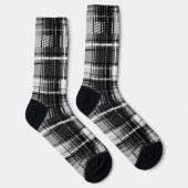 Schwarz-weißer Flannel Kariert Tartan Socken (Rechts)