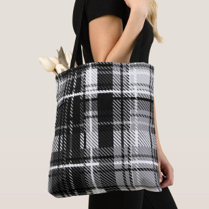 Schwarz-weißer Flannel Kariert Tartan Tasche