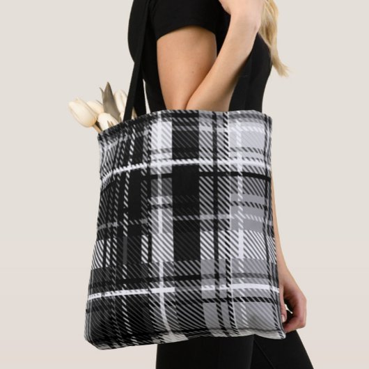 Schwarz-weißer Flannel Kariert Tartan Tasche