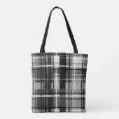 Schwarz-weißer Flannel Kariert Tartan Tasche (Rückseite)