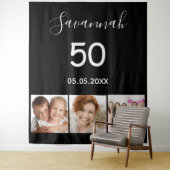 Schwarz-weißer Foto-Skriptname Geburtstag Wandteppich (Beispiel)