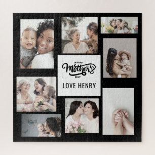 Schwarz-weißer Fotocollage-Geschenk zum Muttertag Puzzle