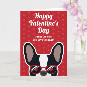 Schwarz-weißer Französische Bulldogge Valentinstag Karte
