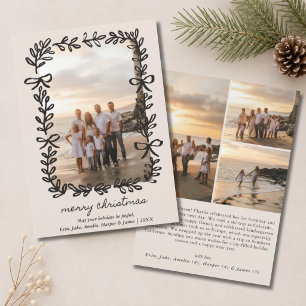 Schwarz-weißer Frohe Weihnachten-Girlande 4 Foto Feiertagskarte