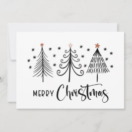 Schwarz-weißer froher Weihnachtsbaum Feiertagskarte