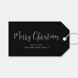 Schwarz-weißer froher Weihnachtsurlaub Geschenkanhänger